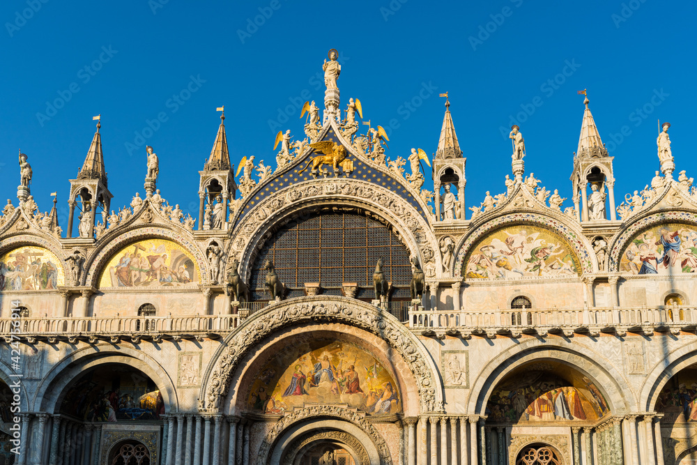 Front exterior of St Mark's Basilica, Venice.