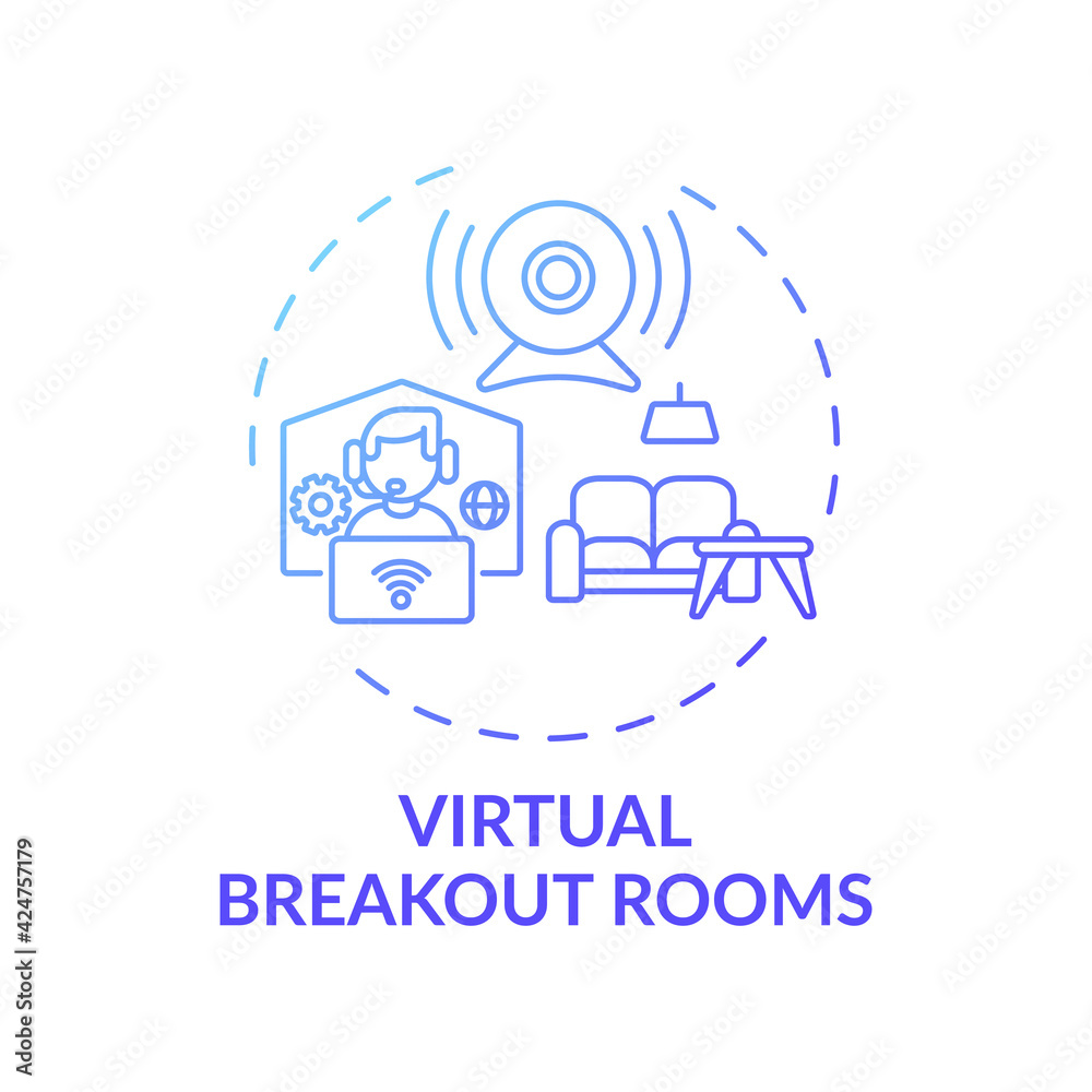 Virtual breakout rooms concept icon. VE success tip idea thin line ...