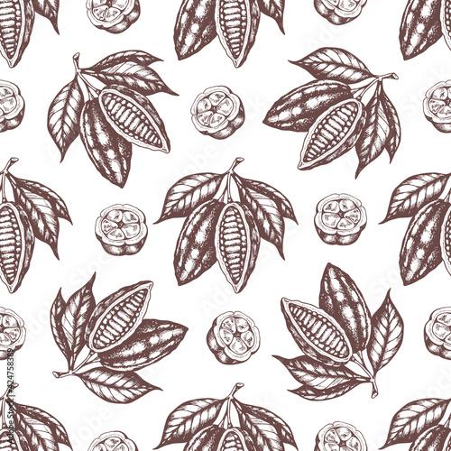 Seamless pattern with cocoa beans