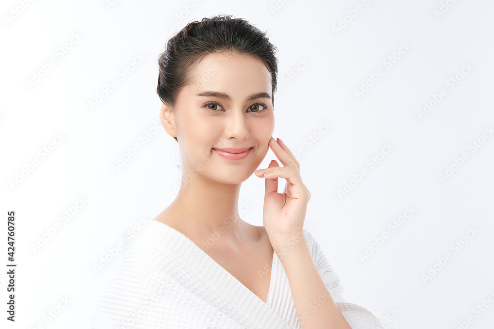 Beautiful young asian woman with clean fresh skin on white background, Face care, Facial treatment, Cosmetology, beauty and spa, Asian women portrait Beautiful young asian woman with clean fresh skin on white background, Face care, Facial treatment, Cosmetology, beauty and spa, Asian women portrait