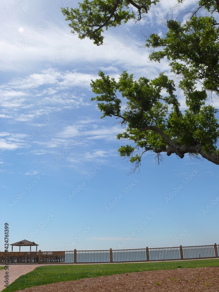 Obraz premium View near pier and sea background