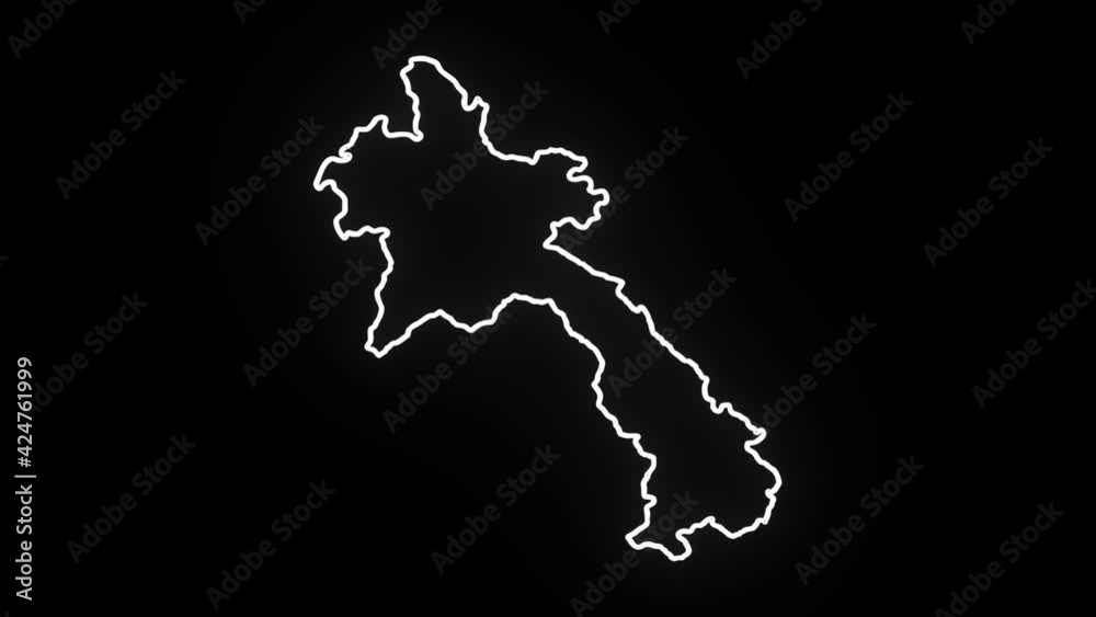 Map of Laos, Laos outline, Animated close up map Laos