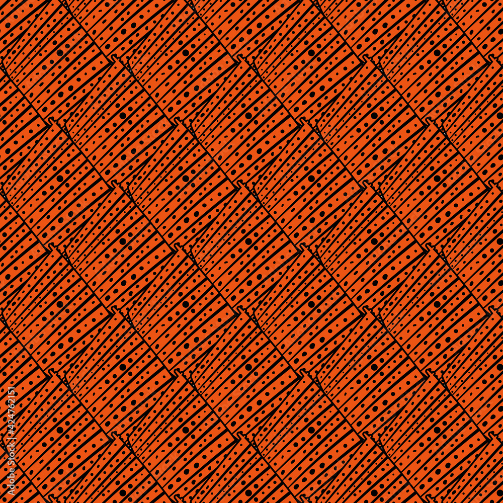 Orange Seamless Tile. Dots And Lines Ornament Seamless Rhombuses Tile. Orange Seamless Tile. Dots And Lines Ornament Seamless Rhombuses Tile.