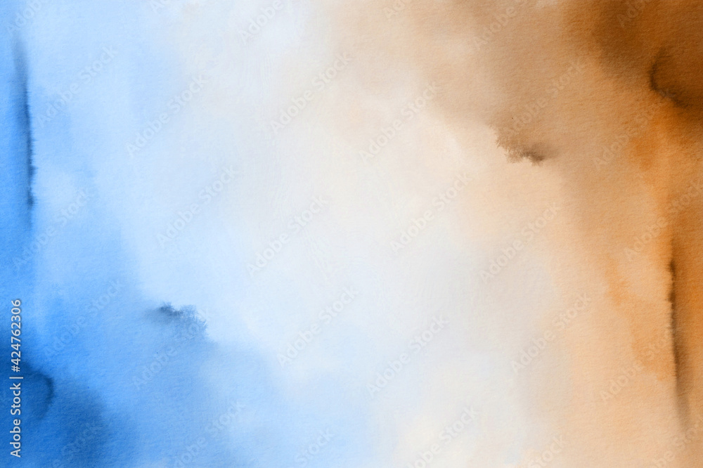 Fototapeta premium Abstract Watercolor Background, Blue and Brown