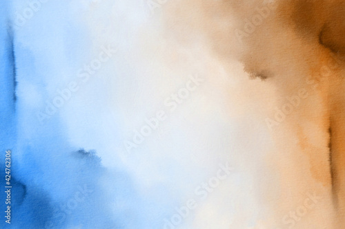 Abstract Watercolor Background, Blue and Brown