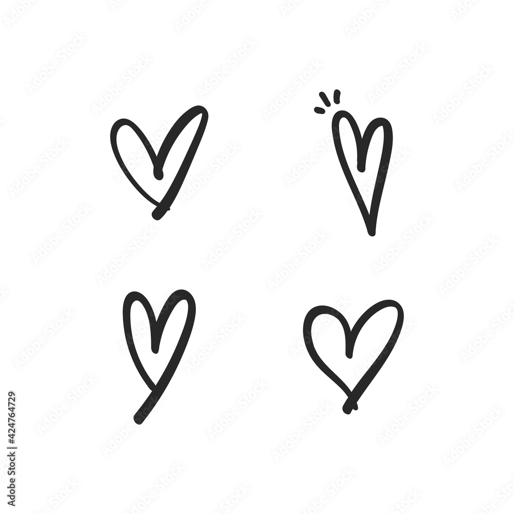 Heart doodles. Hand drawn hearts collection. Love illustration designs. Heart doodles. Hand drawn hearts collection. Love illustration designs.