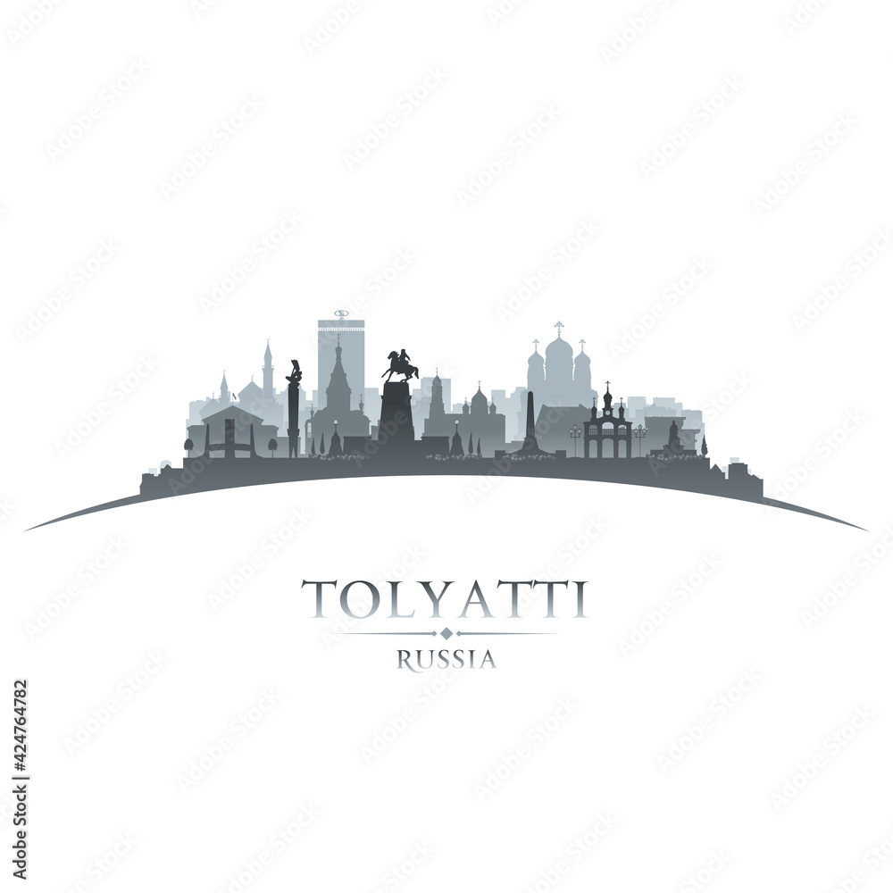 Tolyatti Russia city silhouette white background