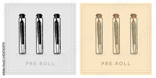 Cannabis joint hemp smoke in glass tube preroll