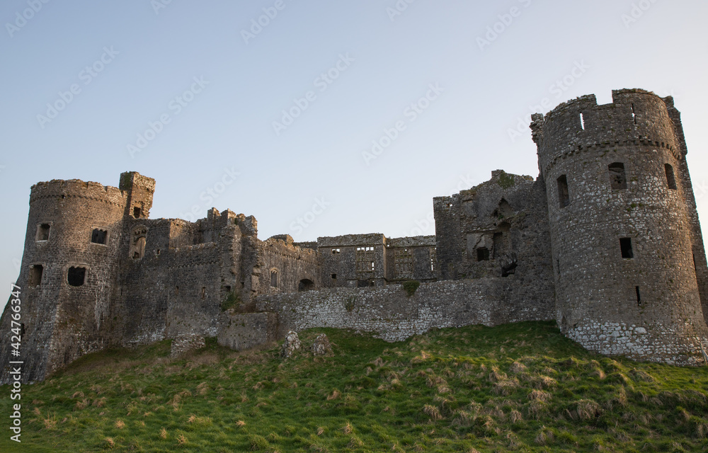 View of Carew castle in Pembrokeshire, Wales, UK
