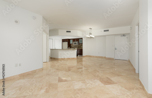 Canvas Print Open Vacant home with travertine stone floors flooring