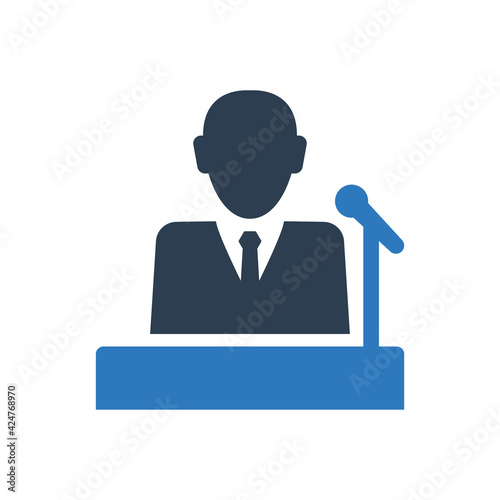 Conference lecture and speech icon sign symbol