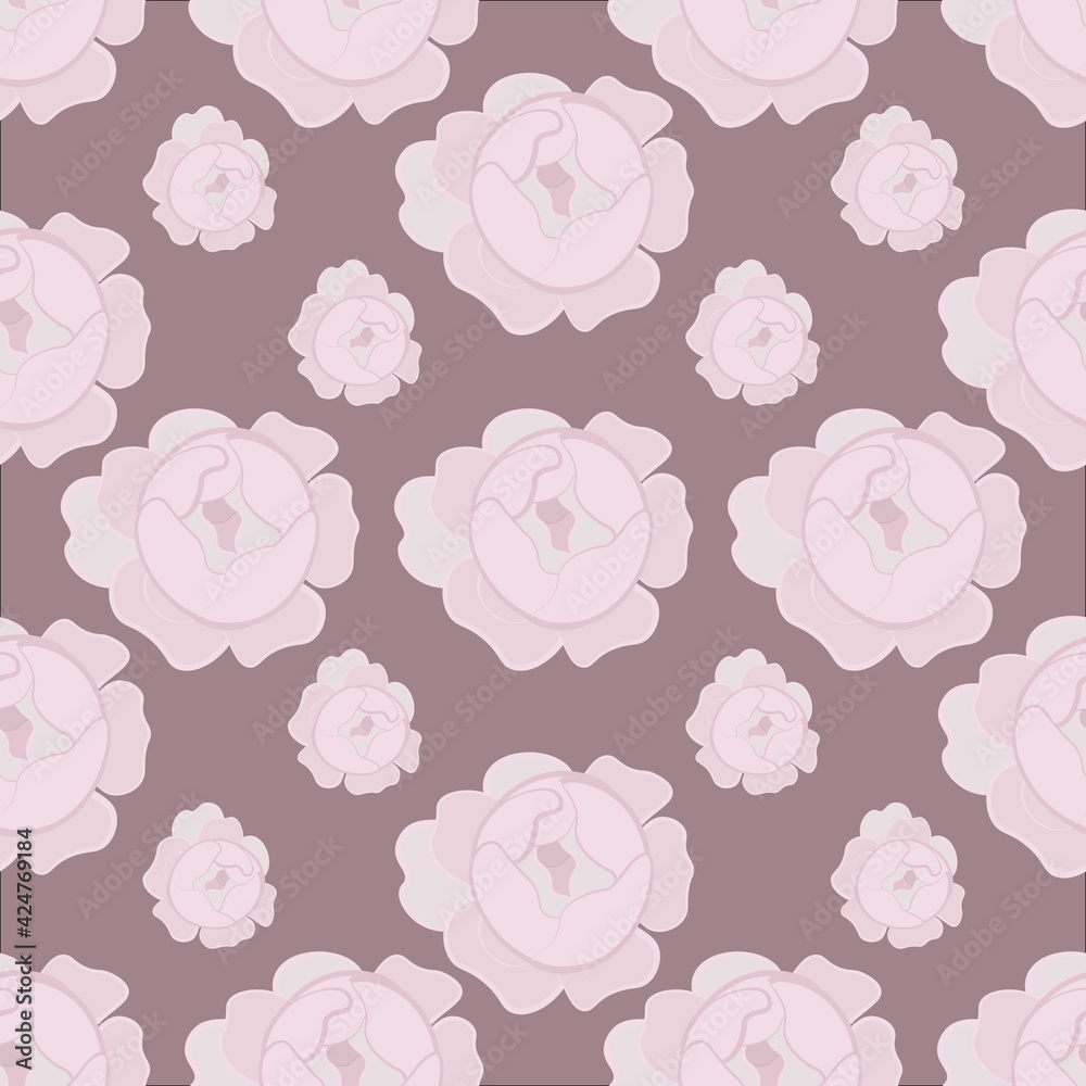 Hand drawn Pink roses seamless pattern