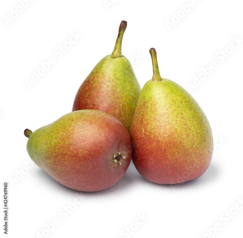 Heap of ripe whole  juicy pears isolated on white background 