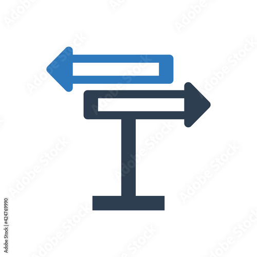 Direction and decision icon sign symbol
