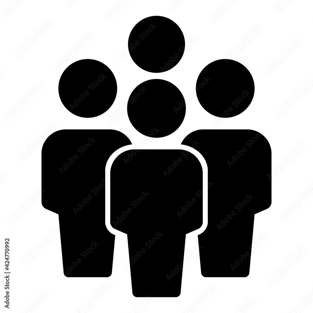 nsui4 NewSimpleUserIcon nsui - english - 4 people icon . crowd team group silhouette - human business figure . membership . simple isolated on white background . square xxl g10435