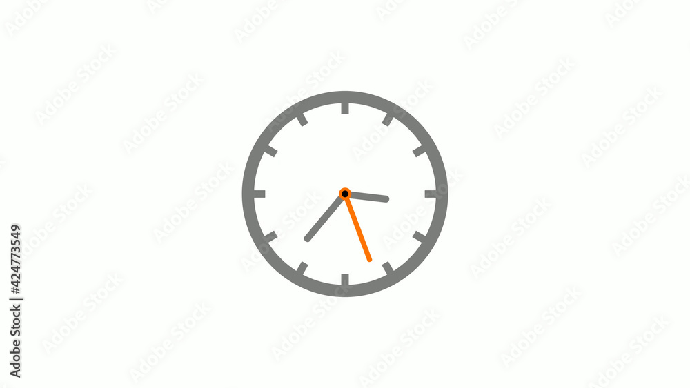 Amazing gray color counting down clock icon on white background, Gray circle clock Amazing gray color counting down clock icon on white background, Gray circle clock
