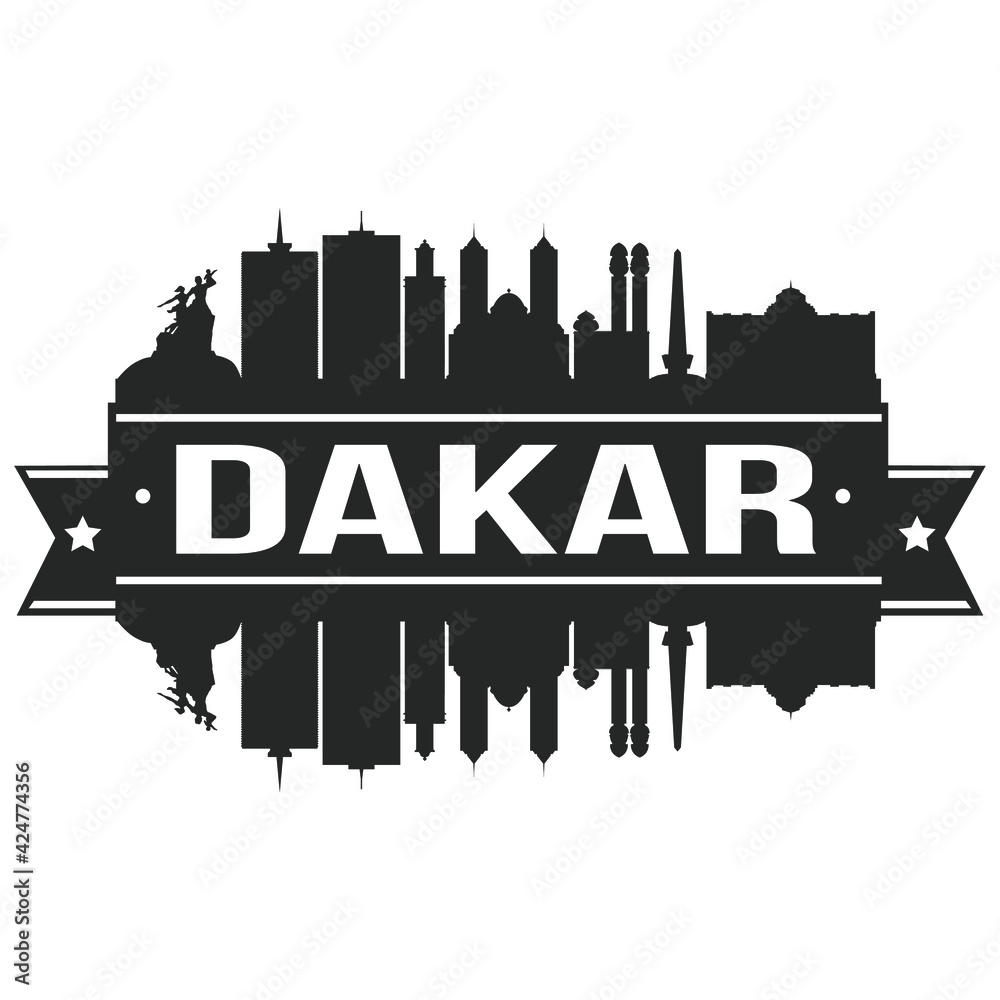 Dakar Senegal Skyline Banner Vector Design Silhouette Art Stencil Illustration. Dakar Senegal Skyline Banner Vector Design Silhouette Art Stencil Illustration.