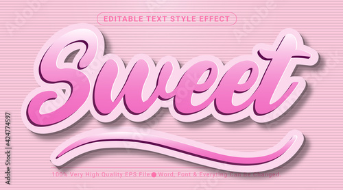 Sweet text, Comic style editable text effect on pink canvas background