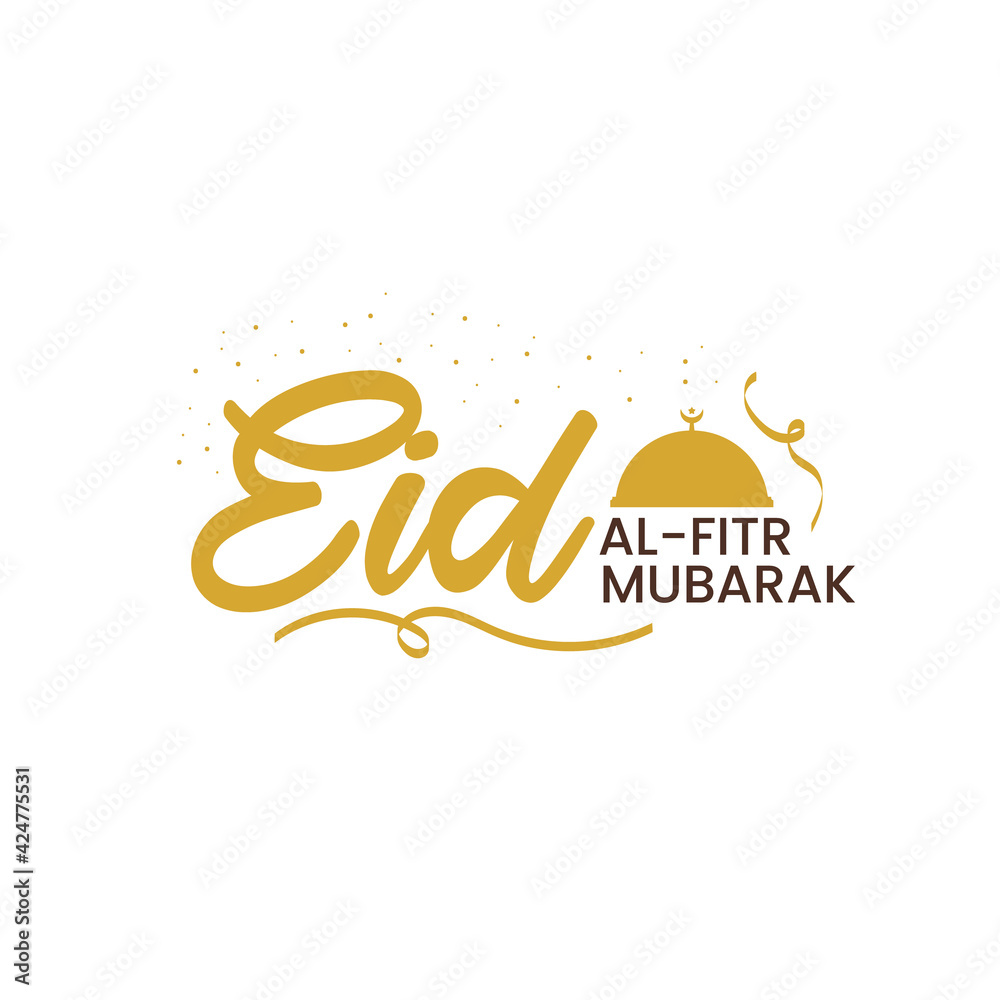 Eid Al-Fitr Mubarak greeting typography vector element. Ramadan Kareem lettering. Eid Al-Fitr Mubarak greeting typography vector element. Ramadan Kareem lettering.