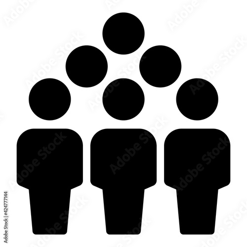 nsui6 NewSimpleUserIcon nsui - english - 6 people icon . crowd team group silhouette - human figure . membership . visitors - simple isolated on white background . square xxl g10437