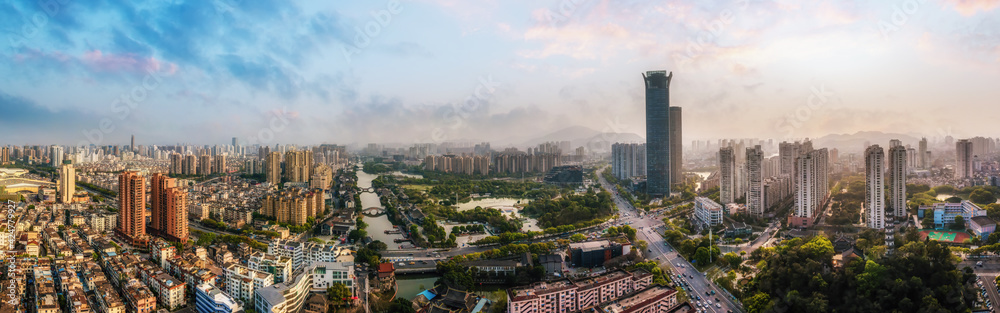 Obraz premium Aerial photography Wenzhou city architecture landscape skyline
