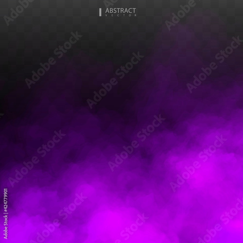 Purple Fog or smoke isolated transparent special effect. Purple vector cloudiness, mist or smog background. Vector illustration