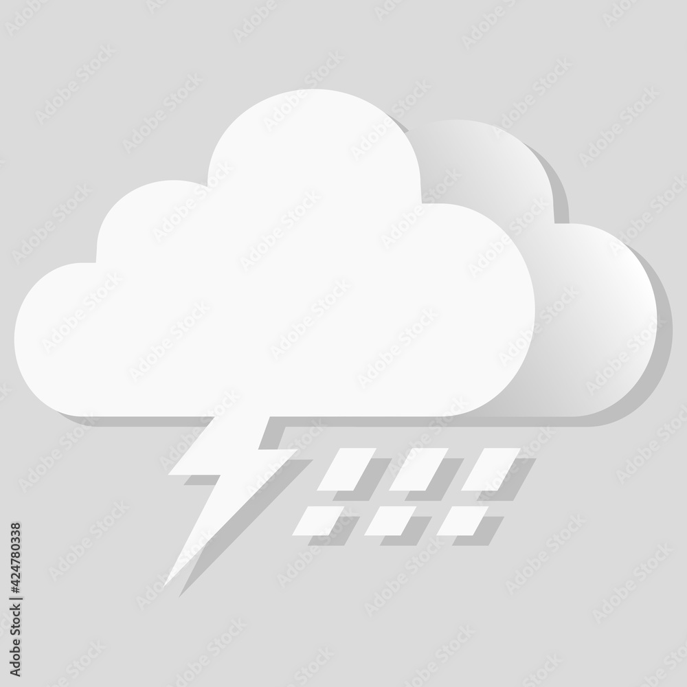 Isolated vector object weather icon lighting cloudy rain Isolated vector object weather icon lighting cloudy rain
