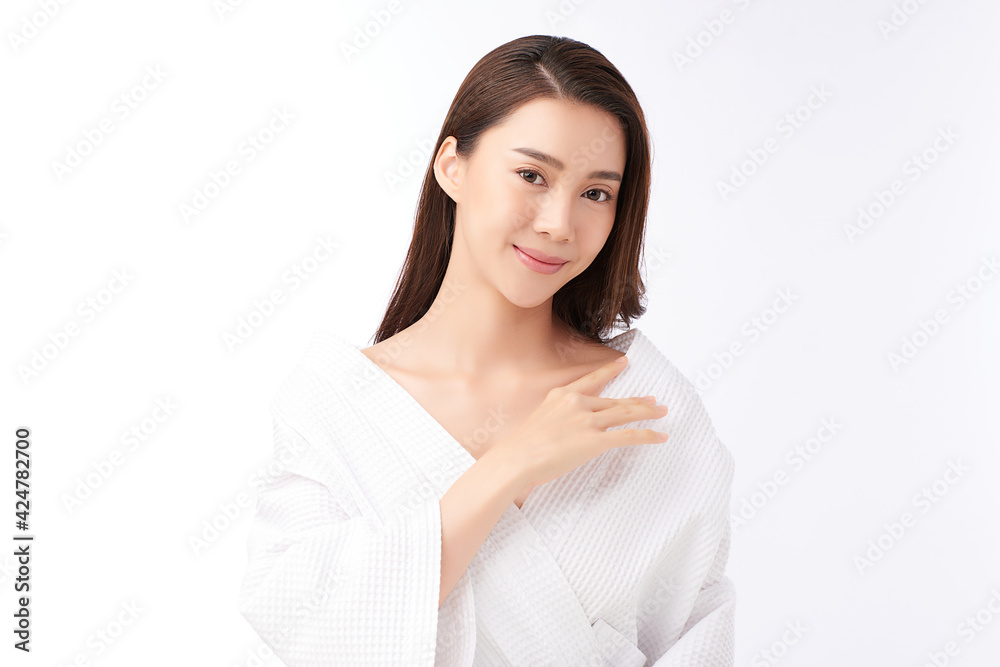 Beautiful young asian woman with clean fresh skin on white background, Face care, Facial treatment, Cosmetology, beauty and spa, Asian women portrait Beautiful young asian woman with clean fresh skin on white background, Face care, Facial treatment, Cosmetology, beauty and spa, Asian women portrait