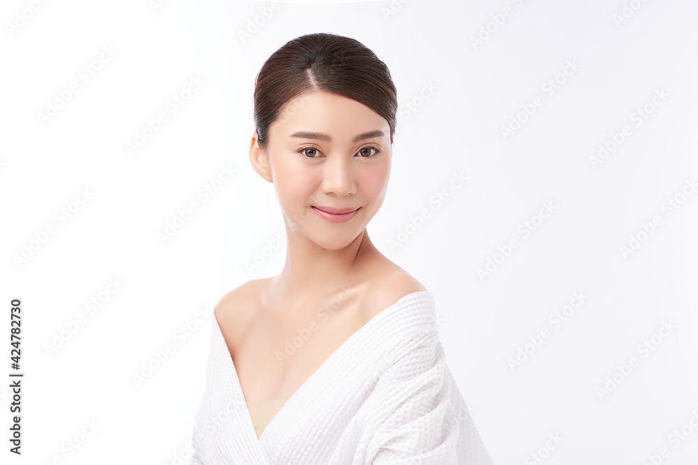Beautiful young asian woman with clean fresh skin on white background, Face care, Facial treatment, Cosmetology, beauty and spa, Asian women portrait Beautiful young asian woman with clean fresh skin on white background, Face care, Facial treatment, Cosmetology, beauty and spa, Asian women portrait