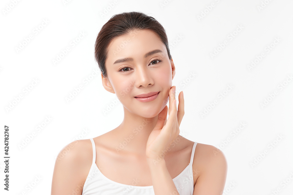 Beautiful young asian woman with clean fresh skin on white background, Face care, Facial treatment, Cosmetology, beauty and spa, Asian women portrait Beautiful young asian woman with clean fresh skin on white background, Face care, Facial treatment, Cosmetology, beauty and spa, Asian women portrait