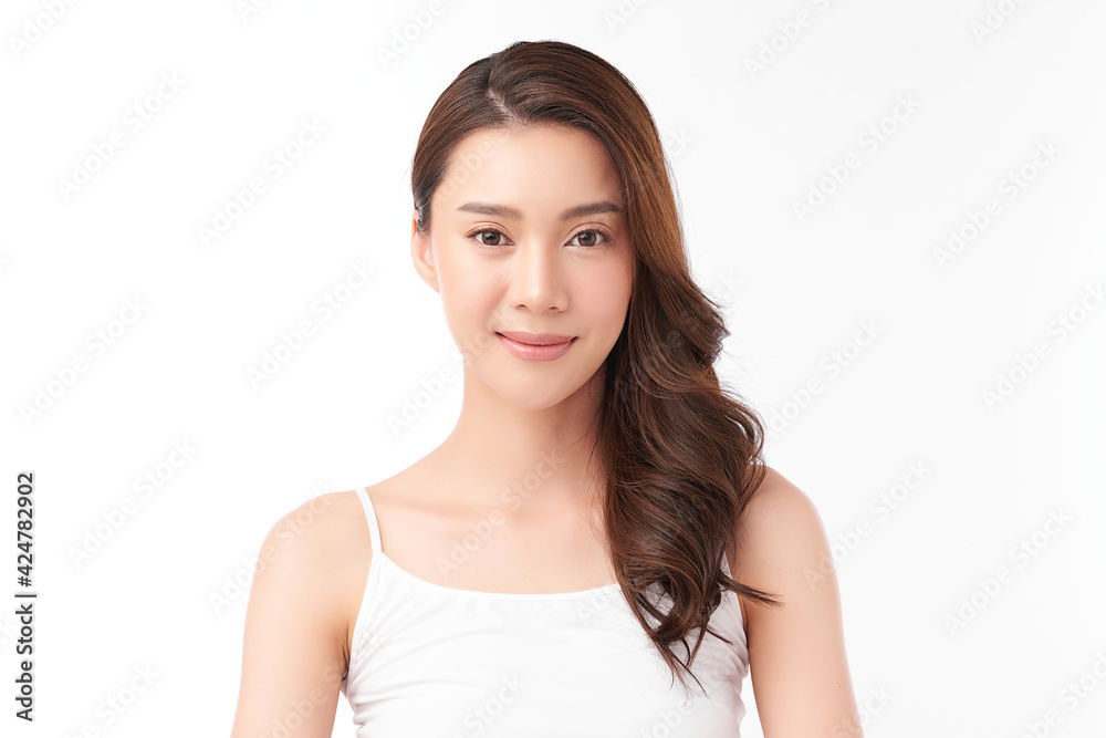 Beautiful young asian woman with clean fresh skin on white background, Face care, Facial treatment, Cosmetology, beauty and spa, Asian women portrait Beautiful young asian woman with clean fresh skin on white background, Face care, Facial treatment, Cosmetology, beauty and spa, Asian women portrait