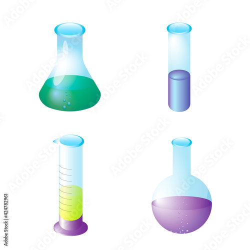 vector illustration of chemical chemical tableware with liquid