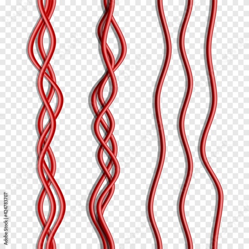 Vector realistic seamless red cables.