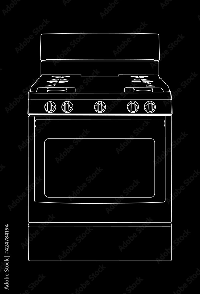 oven white on black background