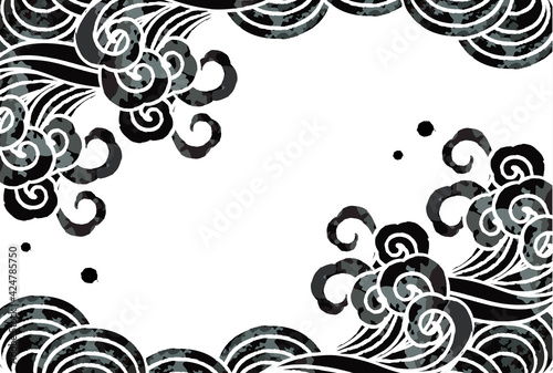 高波と魚のベクターイラスト素材