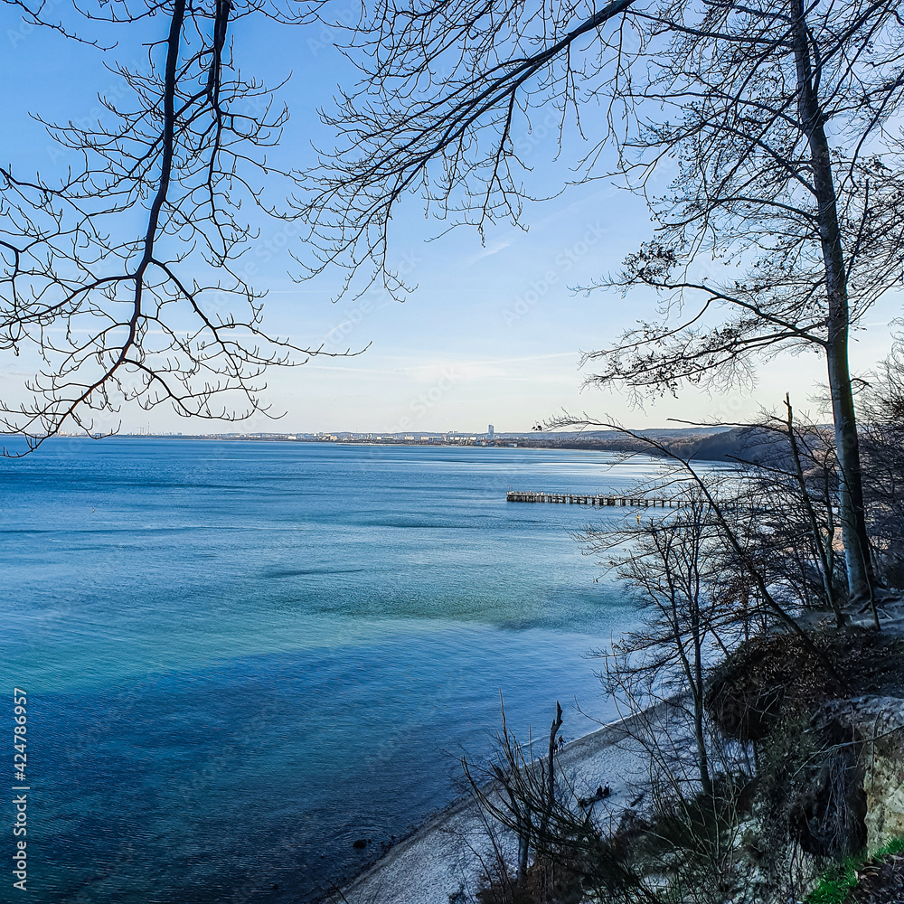 View from a high cliff over the Baltic Sea in Gdynia Orlowo, Pomeranian Voivodeship, Poland View from a high cliff over the Baltic Sea in Gdynia Orlowo, Pomeranian Voivodeship, Poland