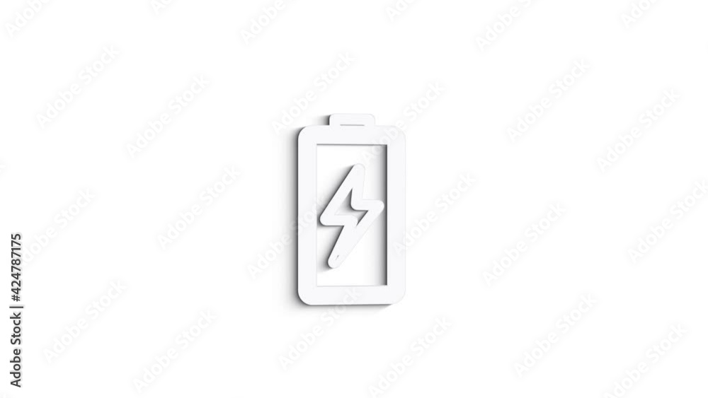 3D Line Icon battery Animation on white background. 4k 3D Line Icon battery Animation on white background. 4k