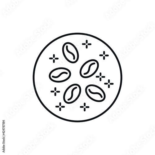 Coffee body scrub linear icon. Natural cosmetics and Make up. Thin line customizable illustration. Contour symbol. Vector isolated outline drawing. Editable stroke