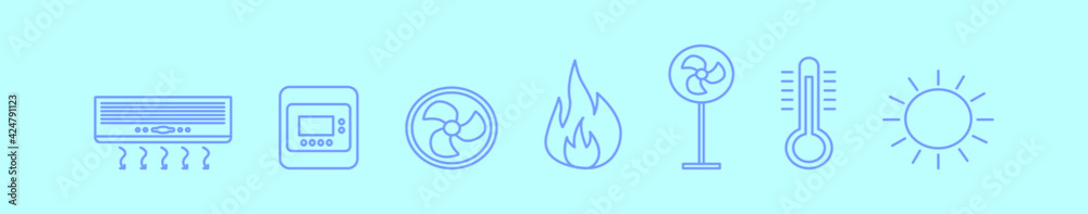 Fototapeta premium set of hvac cartoon icon design template with various models. vector illustration isolated on blue background