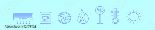 set of hvac cartoon icon design template with various models. vector illustration isolated on blue background