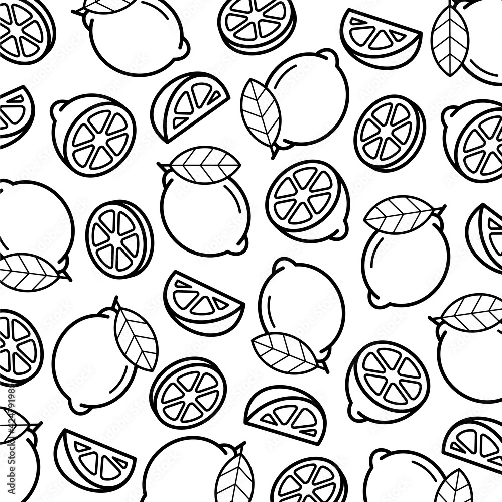 Lemon pattern background set. Collection icon lemons. Vector Lemon pattern background set. Collection icon lemons. Vector