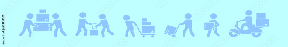set of delivery man cartoon icon design template with various models. vector illustration isolated on blue background set of delivery man cartoon icon design template with various models. vector illustration isolated on blue background