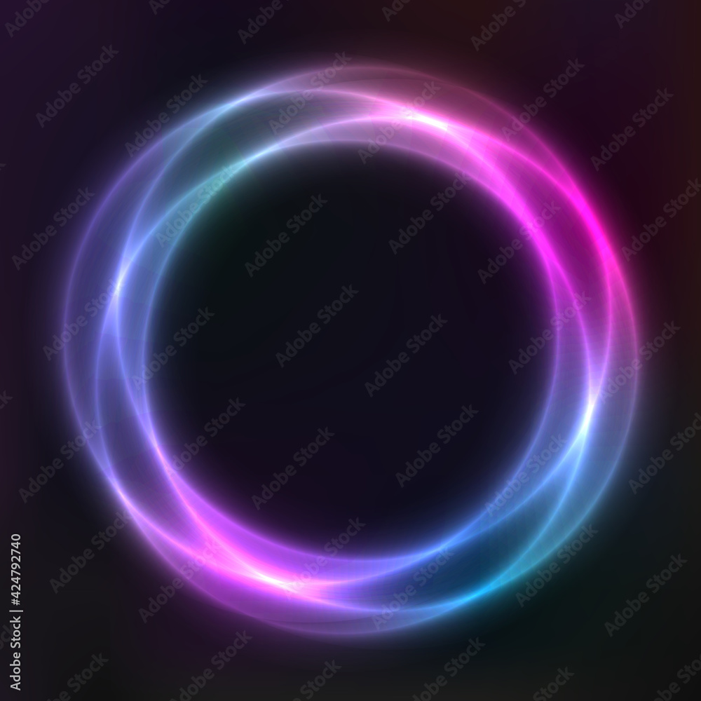 Vector background of neon geometric shapes, round frame, abstract background, wallpaper Vector background of neon geometric shapes, round frame, abstract background, wallpaper