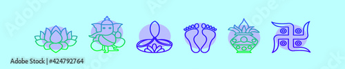 set of india culture elements cartoon icon design template with various models. vector illustration isolated on blue background