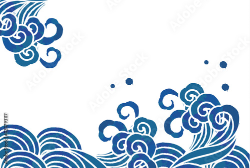 高波と魚のベクターイラスト素材