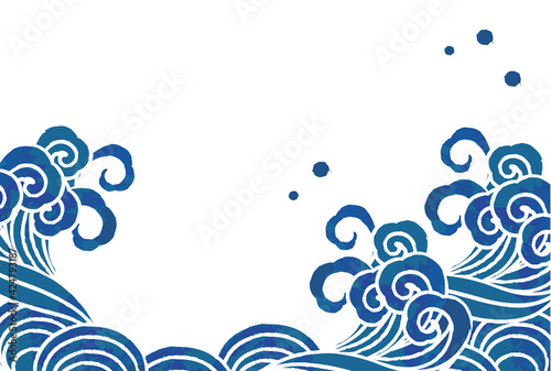 高波と魚のベクターイラスト素材