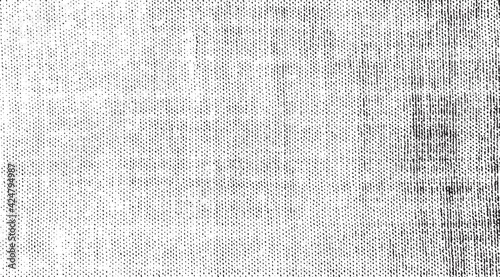 Vector fabric texture. Distressed texture of weaving fabric. Grunge background. Abstract halftone vector illustration. Overlay to create interesting effect and depth. Black isolated on white. EPS10.