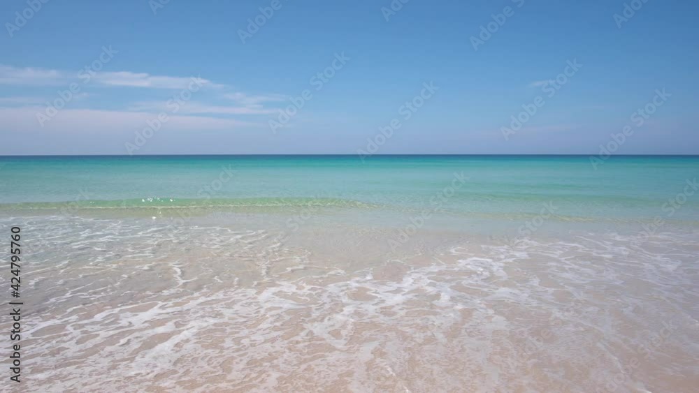 Phuket beach sea sand and sky. Landscape view of beach sea in summer day. Beach space area. At Karon Beach, Phuket, Thailand. On 02 April 2021. 4K UHD. Video Clip. Nature and travel concept. Phuket beach sea sand and sky. Landscape view of beach sea in summer day. Beach space area. At Karon Beach, Phuket, Thailand. On 02 April 2021. 4K UHD. Video Clip. Nature and travel concept.