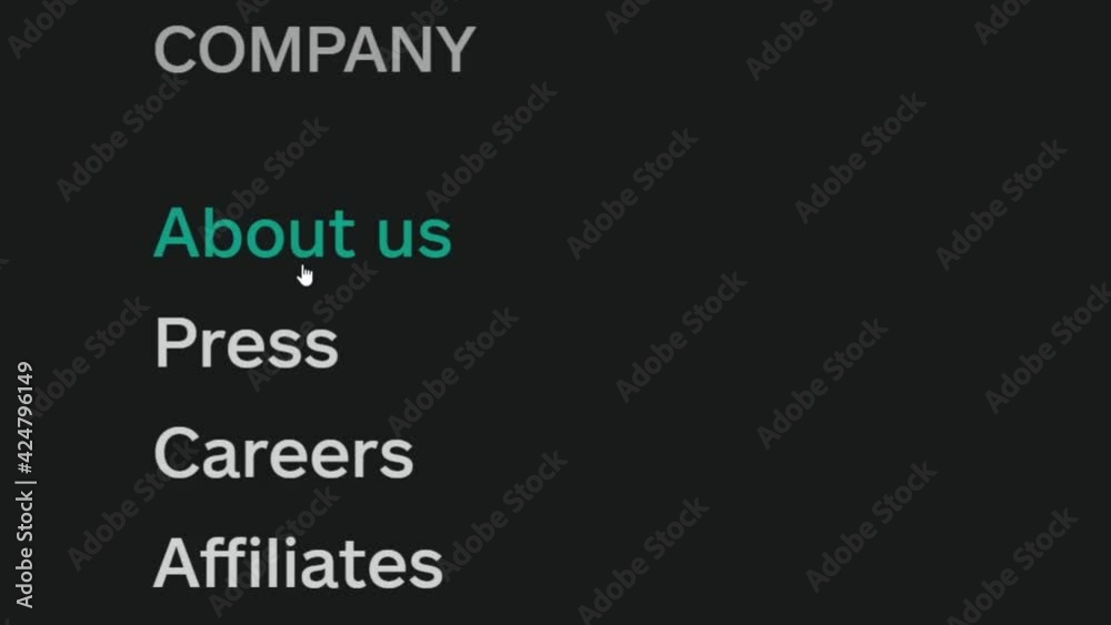 Mouse Cursor Slides Over And Clicks About Us on Company Web Page. Device Screen View of Cursor Clicking Business Details Online. Corporation Viewpoint Over The Internet Network Website. Mouse Cursor Slides Over And Clicks About Us on Company Web Page. Device Screen View of Cursor Clicking Business Details Online. Corporation Viewpoint Over The Internet Network Website.