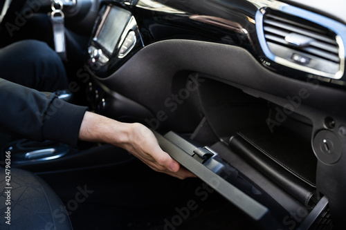 Open Car Glove Compartment Box